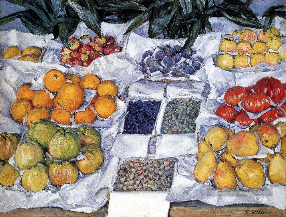 Fruit affiché sur un stand Nature morte Gustave Caillebotte Peintures à l'huile